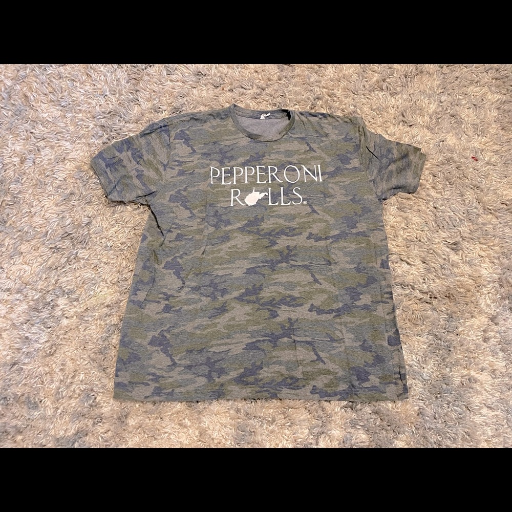 Camo West Virginia (WV) Pepperoni Rolls Shirt | Size XL